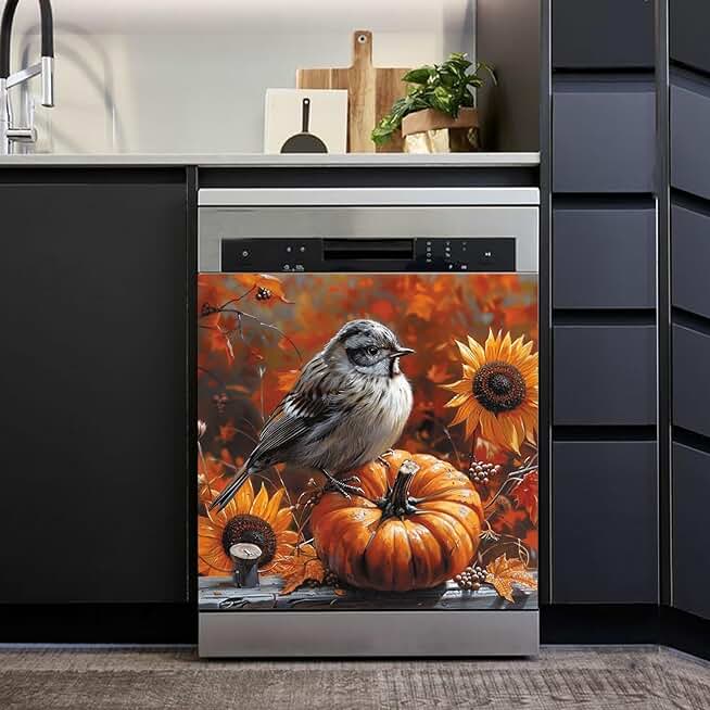Fall Pumpkin and Bird Dishwasher Cover, 23"x26"