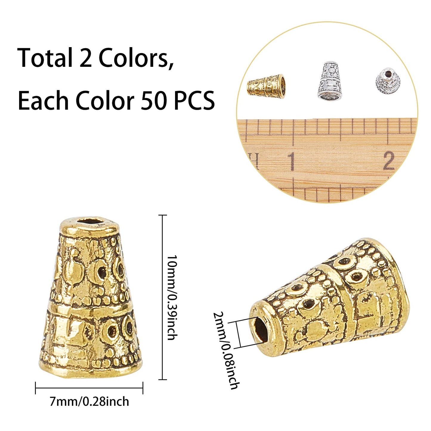 Tibetan Style Bead Cone End Caps for Jewelry Making