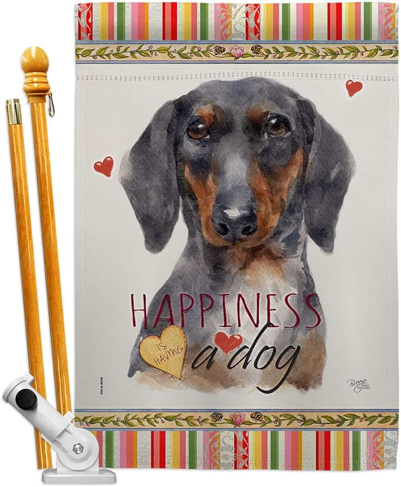 Black Tan Dachshund House Flag Set for Garden or Yard