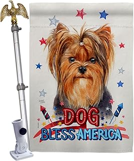 Patriotic Yorkie Dog House Flag with Eagle and Paw