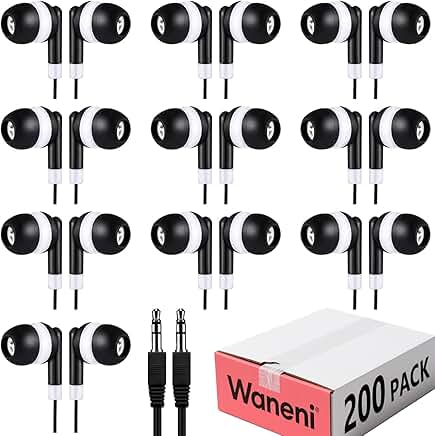 Bulk Set of 200 Earbuds for School and Kids