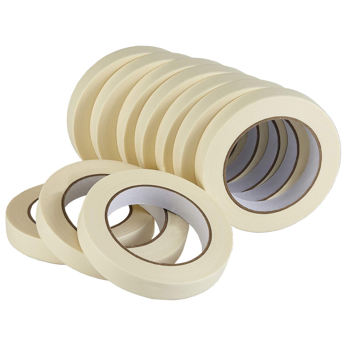 Beige and White Masking Tape, 10 Rolls, 0.75 inch x 55 yards