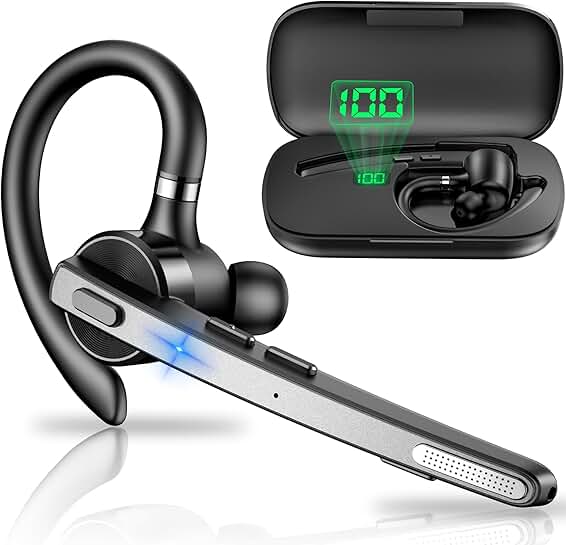 Wireless Bluetooth Headset with 72H Talktime and Charging Case