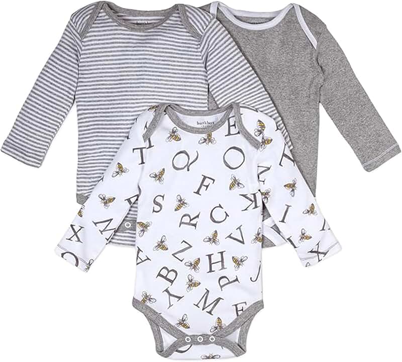 Set of three organic cotton long sleeve baby bodysuits