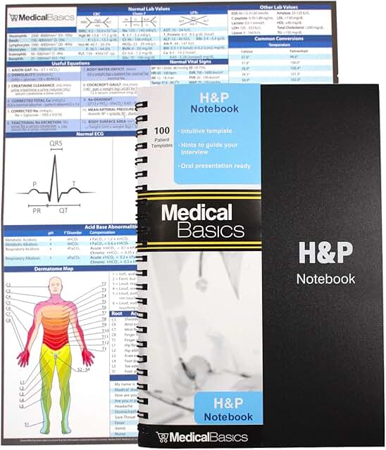 Medical History and Physical Notebook with 100 Templates