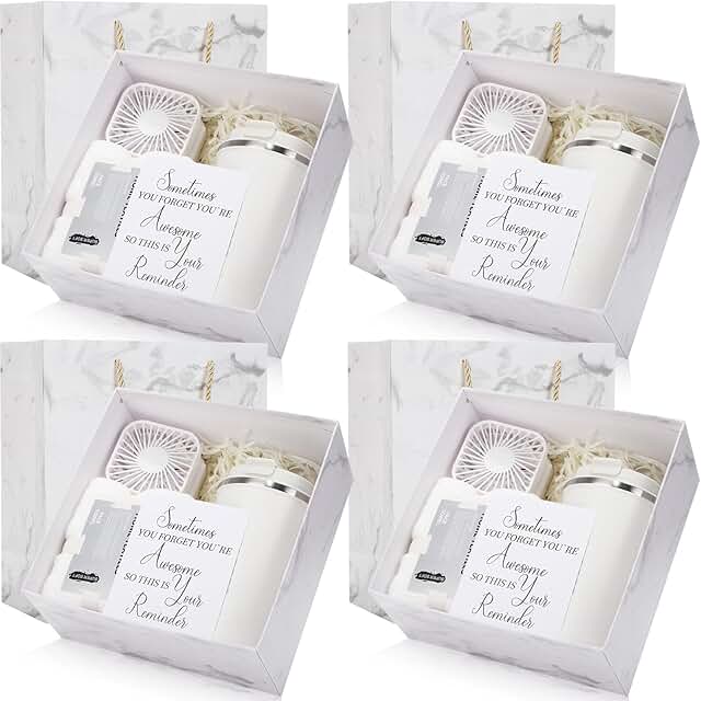 Set of four back-to-school gifts with fan mug towel and card