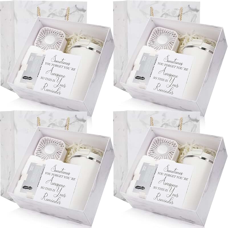 Set of four back-to-school gifts with fan mug towel and card