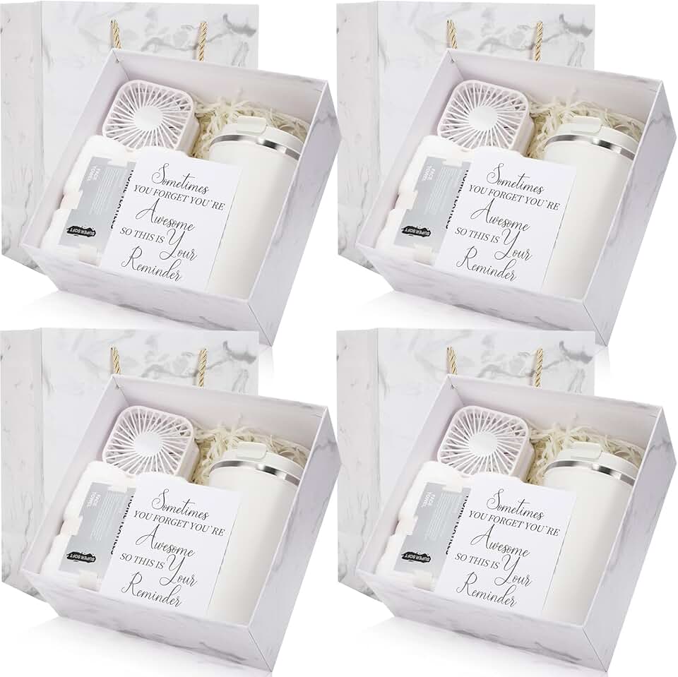 Set of four back-to-school gifts with fan mug towel and card