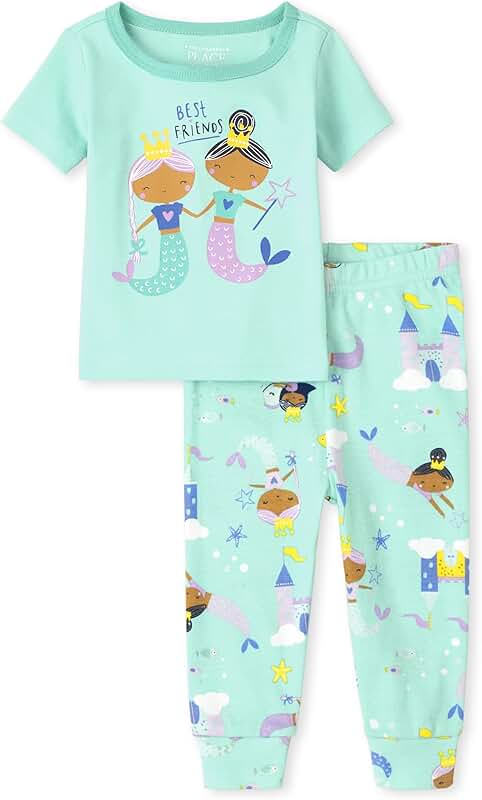 Baby Girl Short Sleeve Top and Pants Pajama Set