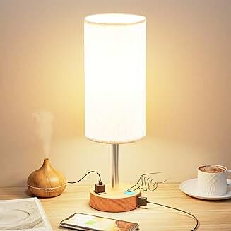 Small Touch Bedside Lamp with USB and Outlet