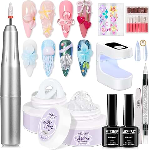 Solid Builder Nail Gel Kit with Drill and UV Lamp