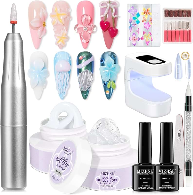Solid Builder Nail Gel Kit with Drill and UV Lamp