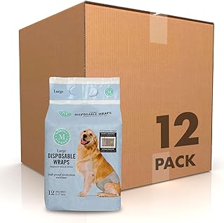 Disposable male dog wraps, size large, pack of 12