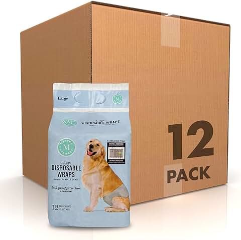 Disposable male dog wraps, size large, pack of 12
