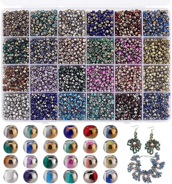 3408 Glass Seed Beads in 24 Colors for Jewelry Making