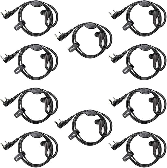 Walkie Talkie Earpiece with Mic and Earhook (10 Pack)