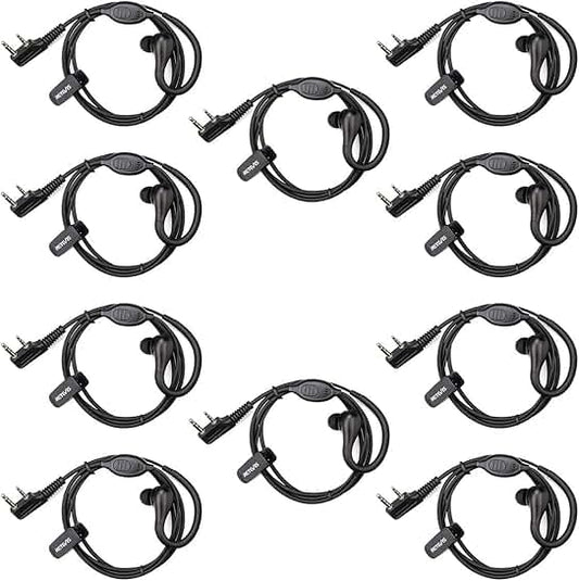 Walkie Talkie Earpiece with Mic and Earhook (10 Pack)