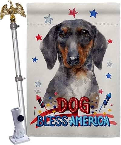 Patriotic Dachshund and Eagle Garden Flag Set