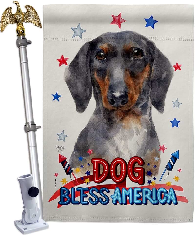 Patriotic Dachshund and Eagle Garden Flag Set