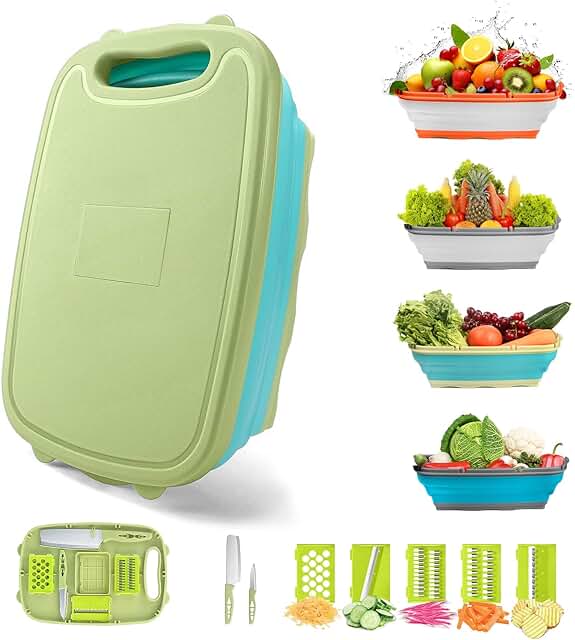 9-in-1 Collapsible Camping Cutting Board with Colander
