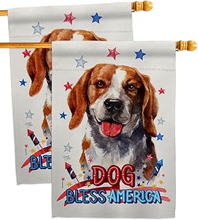 Patriotic Beagle House Flag Set for Garden or Yard