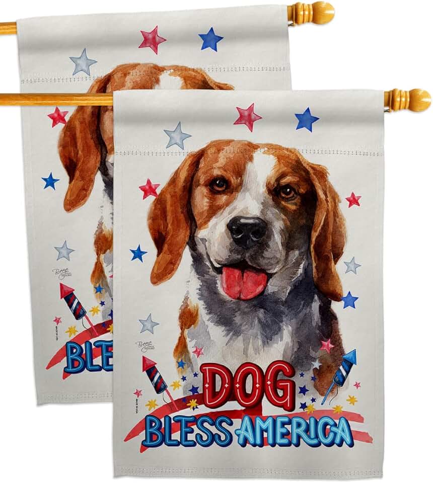 Patriotic Beagle House Flag Set for Garden or Yard