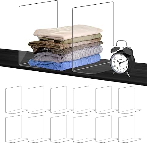 12 Pack Clear Acrylic Shelf Dividers for Closet Organization