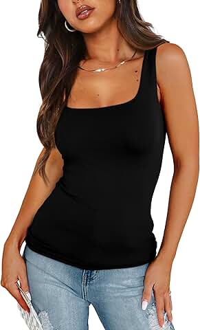 Women's Square Neck Fitted Seamless Tank Top