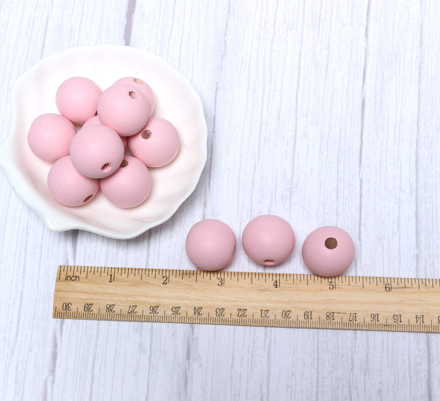 25mm Pink Wooden Beads for Garlands and Crafts