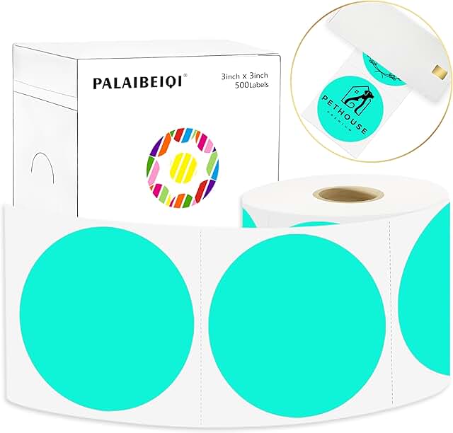 3 Inch Round Waterproof Color Coding Labels, 500 Pack