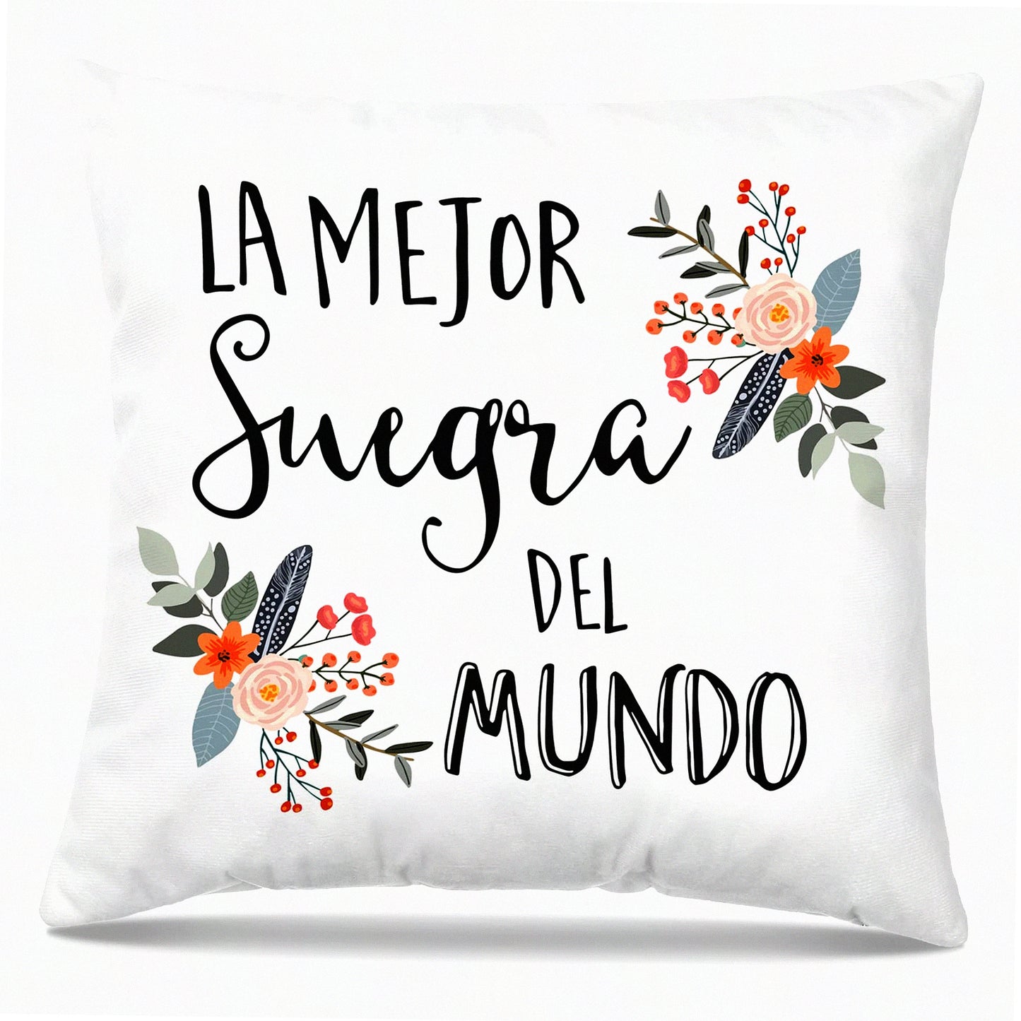 World's Best Mother in Law Throw Pillow Covers - Spanish Suegra Gift Decorative Cushion Cover for Couch, Sofa, Living Room, Bed - 18 x 18 Pillowcase