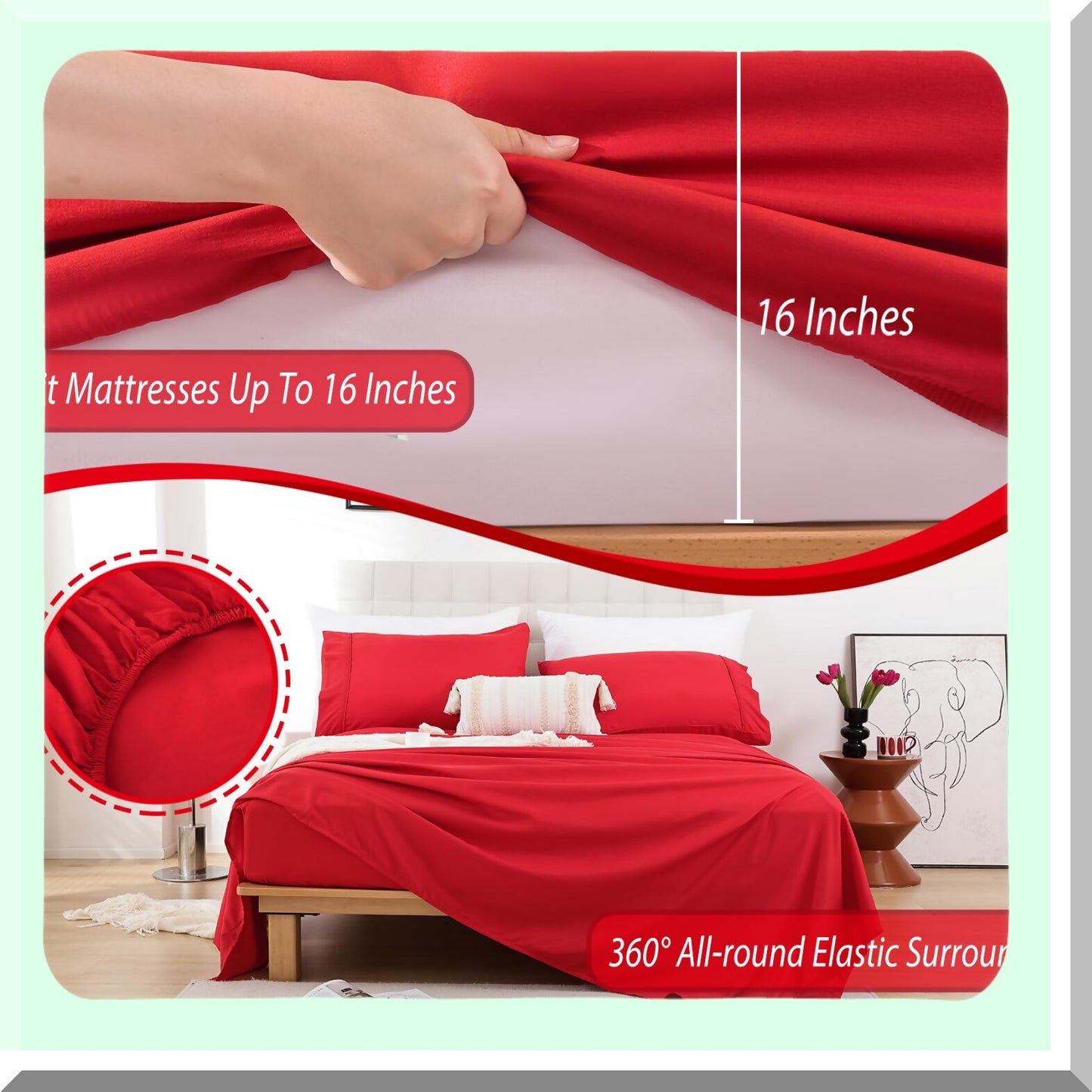 CoolBreeze Queen Sheet Set - Luxury Microfiber Bedding with Extra Deep Pocket. Soft, Lightweight, Wrinkle Free Hotel Quality Sheets & Pillowcases. Oeko-Tex Certified.