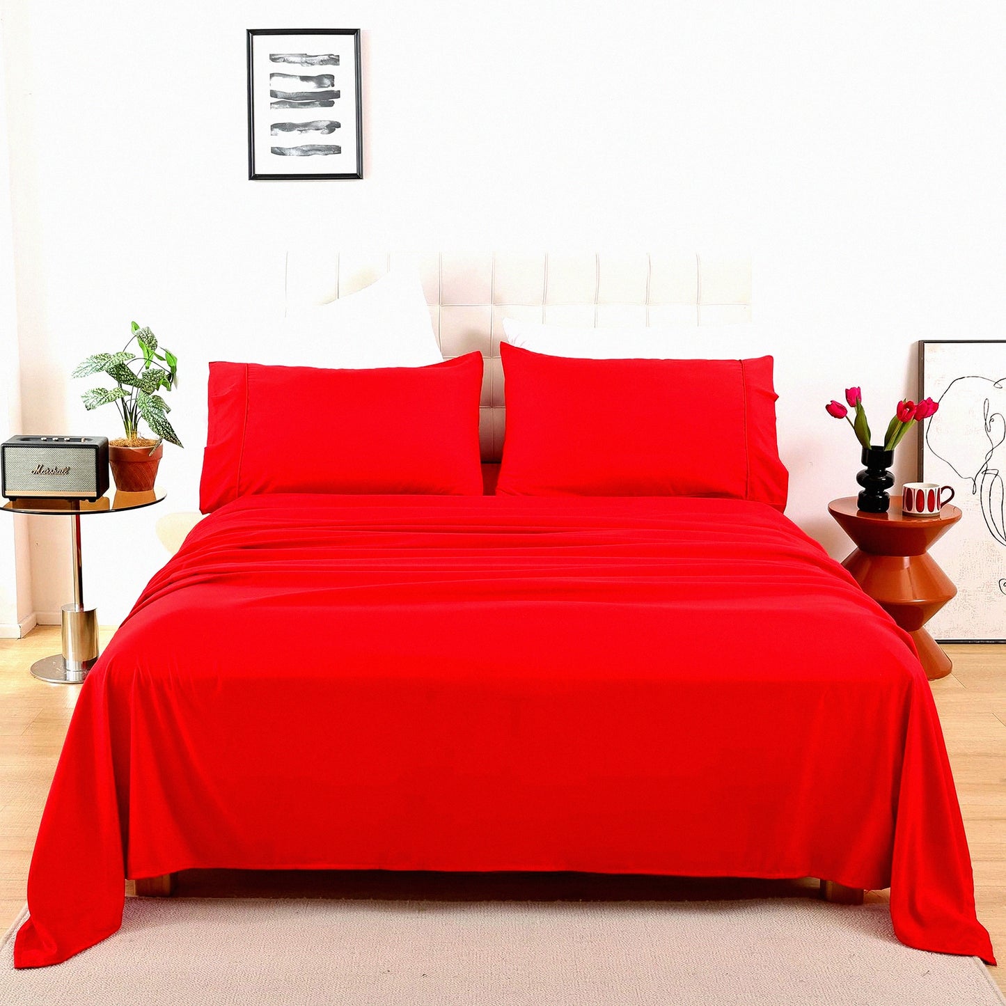 CoolBreeze Queen Sheet Set - Luxury Microfiber Bedding with Extra Deep Pocket. Soft, Lightweight, Wrinkle Free Hotel Quality Sheets & Pillowcases. Oeko-Tex Certified.