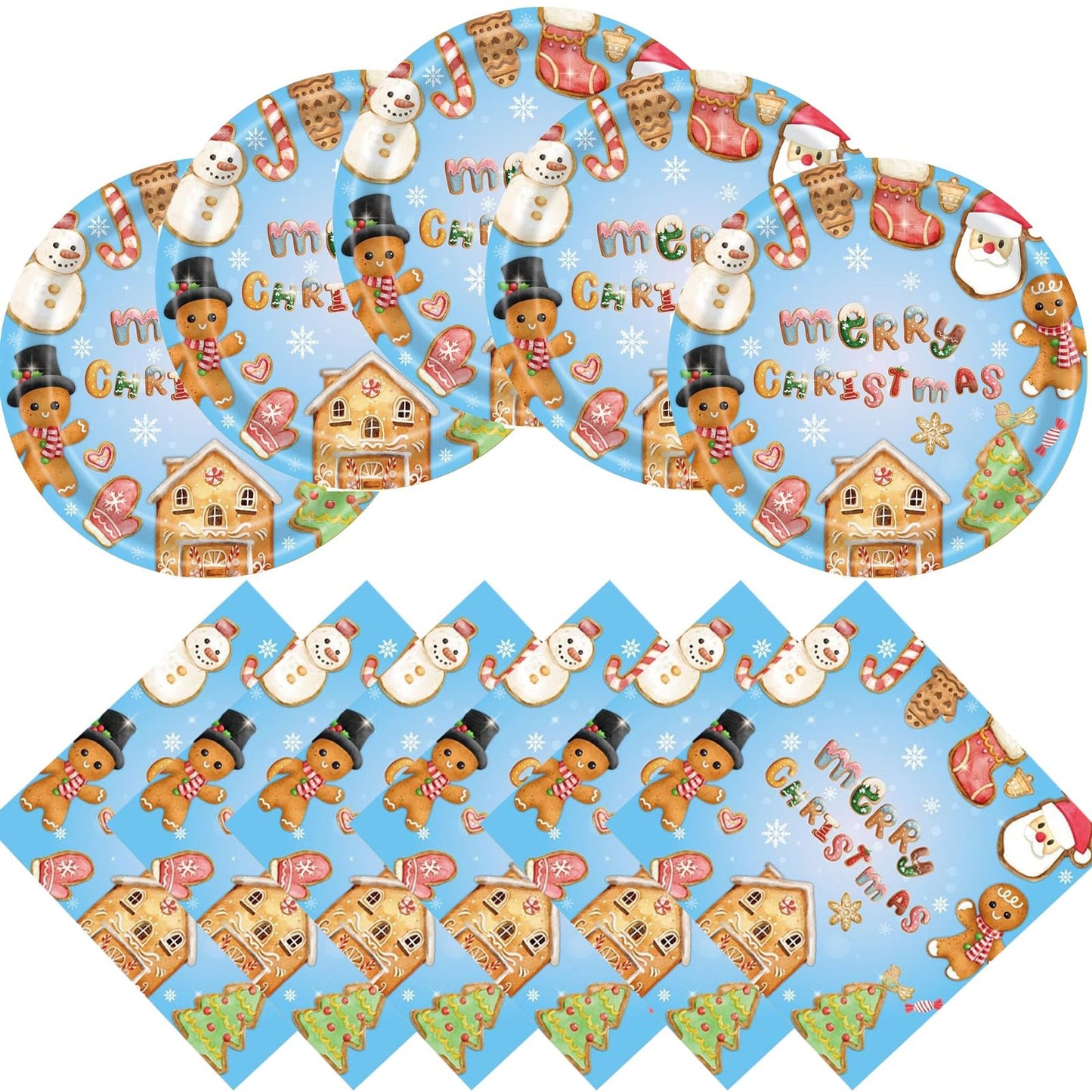 Gingerbread Mania Party Pack - Festive Dinnerware Set for 20 Guests, Includes Plates, Napkins, and Decorations for a Merry Celebration