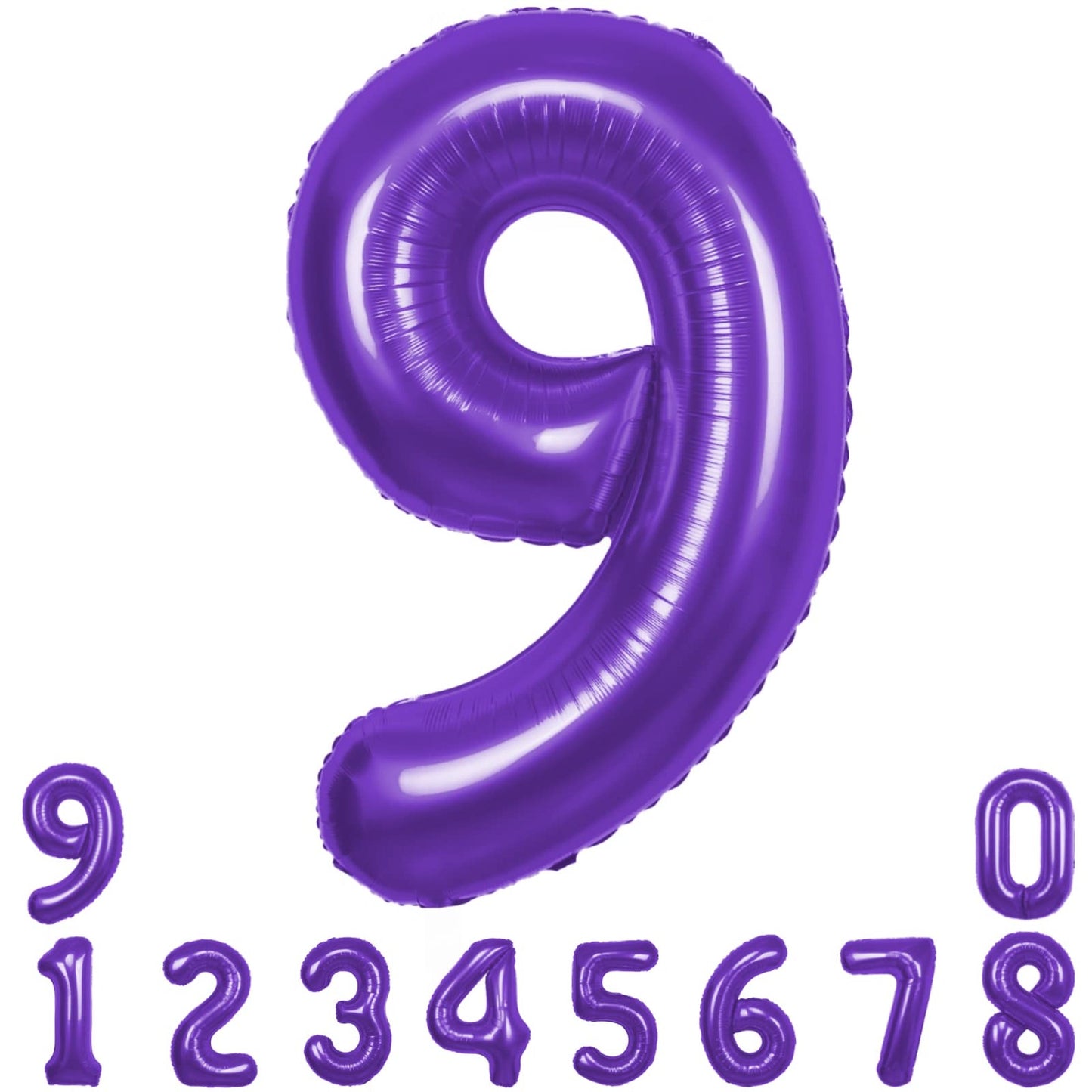 Jumbo Purple Number 9 Balloon - Extra Big 40" Mylar Helium Balloons for Birthday, Graduations, Anniversary, Baby Shower, Engagement - Party Decor