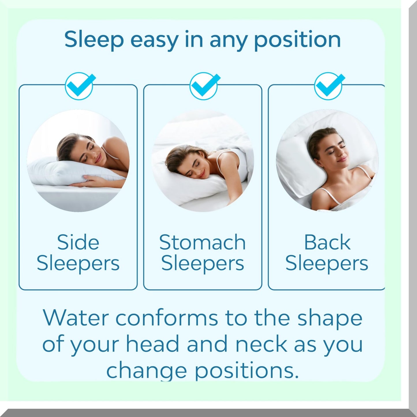 AdjustaFiber Neck Relief Pillow - Supportive Water Pillow for Side, Back, Stomach Sleepers - Clinically Proven Bed Pillow for Pain Relief