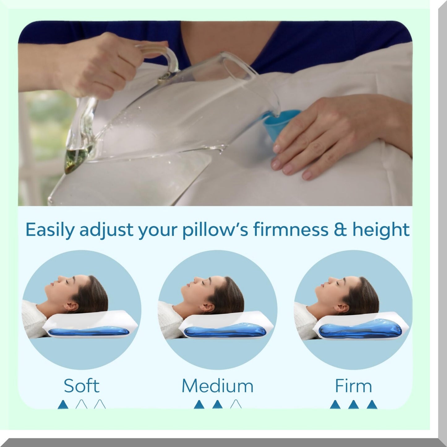 AdjustaFiber Neck Relief Pillow - Supportive Water Pillow for Side, Back, Stomach Sleepers - Clinically Proven Bed Pillow for Pain Relief