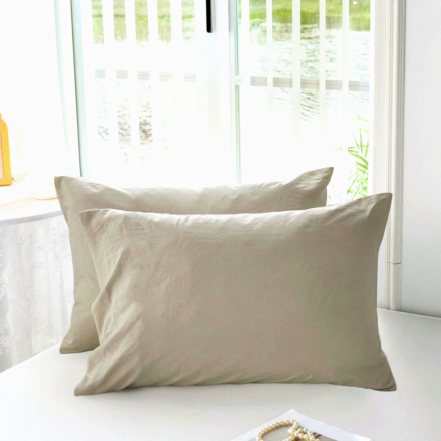 UltraSoft Microfiber Pillowcase Set - 2 Pack Standard Size Oatmeal Pillow Cases, Stain & Fade Resistant, Easy Care, Lightweight & Super Soft, 20x26"