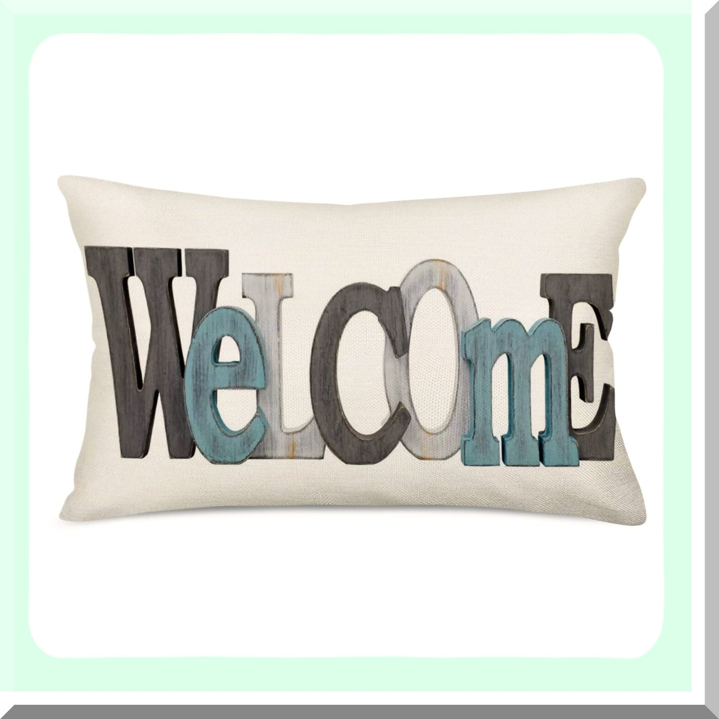 Vintage Board Design Lumbar Pillow Cover - Beach Decor Cotton Linen Cushion for Sofa Couch - Porch Throw Pillowcase 12x20 Inches