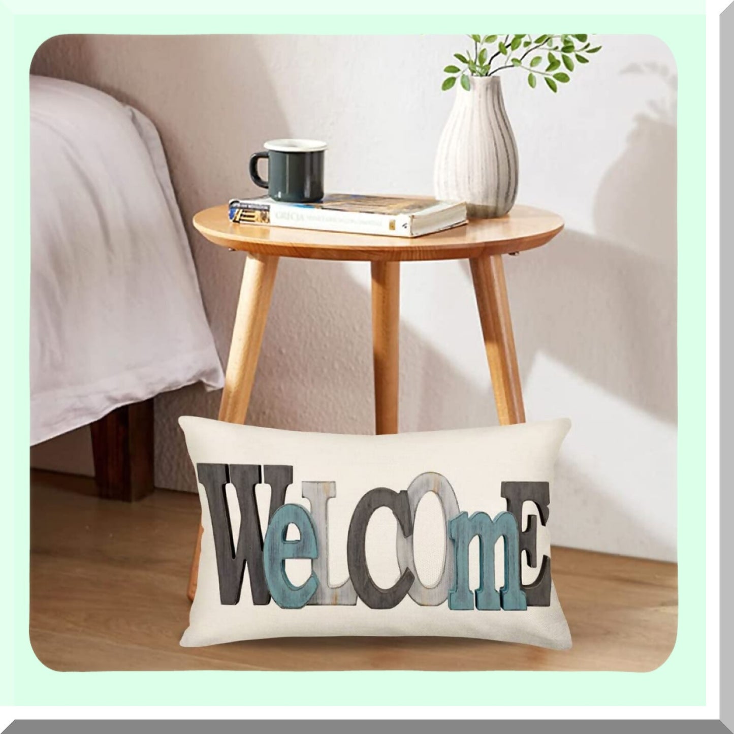 Vintage Board Design Lumbar Pillow Cover - Beach Decor Cotton Linen Cushion for Sofa Couch - Porch Throw Pillowcase 12x20 Inches