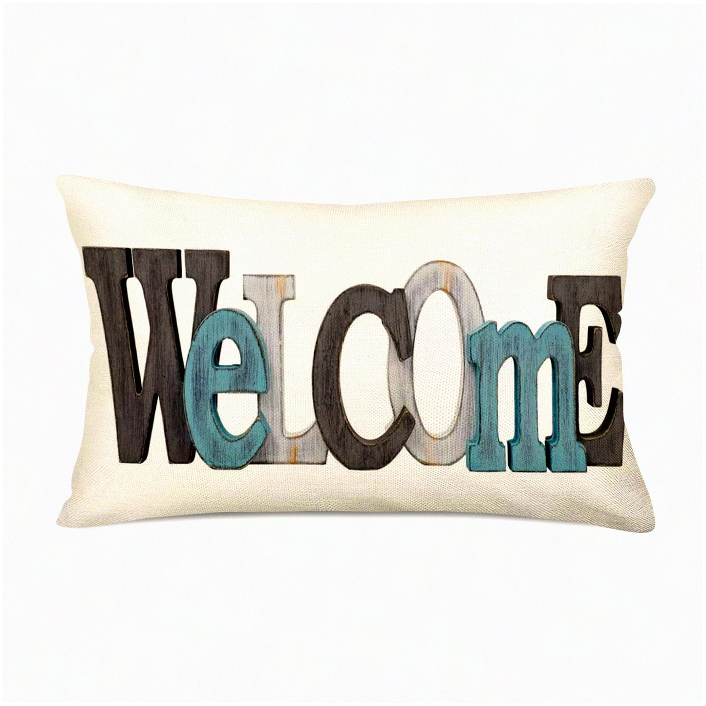 Vintage Board Design Lumbar Pillow Cover - Beach Decor Cotton Linen Cushion for Sofa Couch - Porch Throw Pillowcase 12x20 Inches