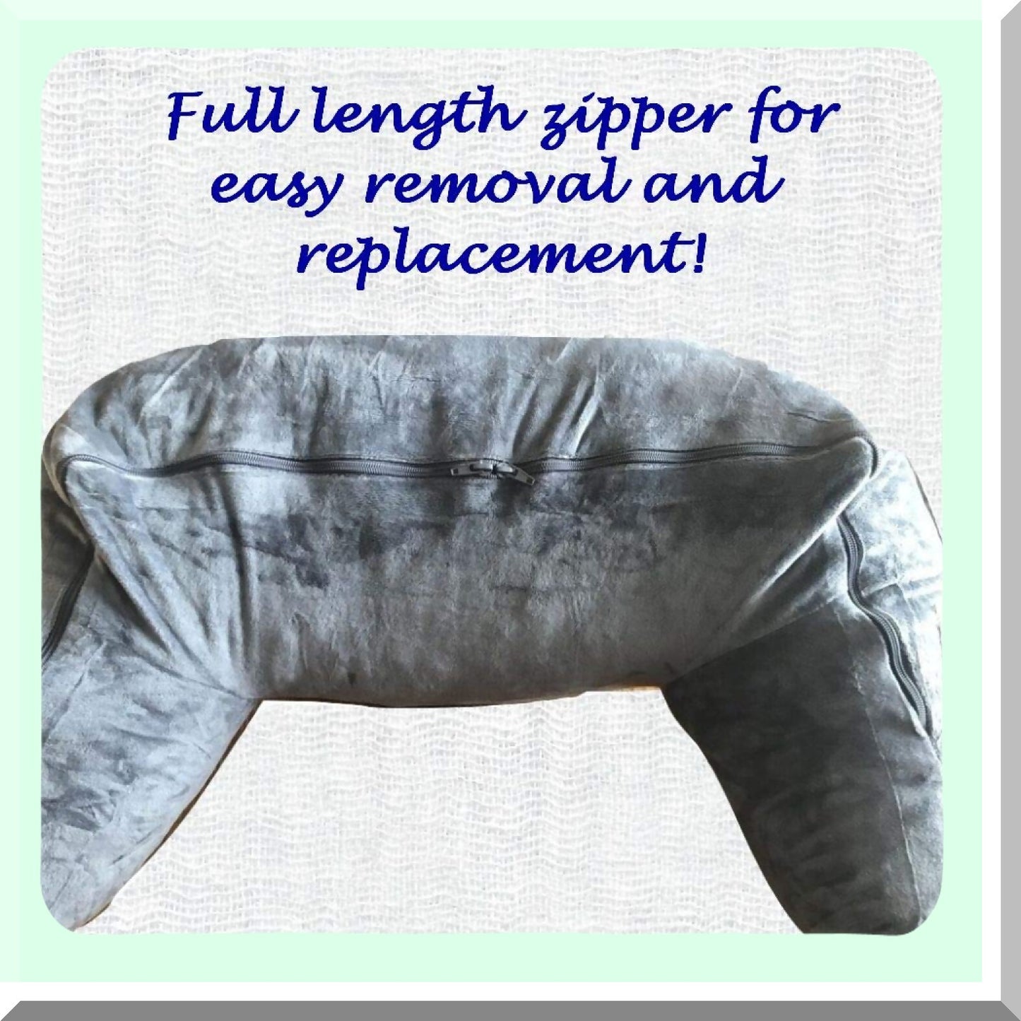 CozyRest 19" Velour Reading Pillow Cover - Grey, Machine Washable, Soft Polyester Replacement Cover for Back Rest Pillow, Easy to Clean and Dry