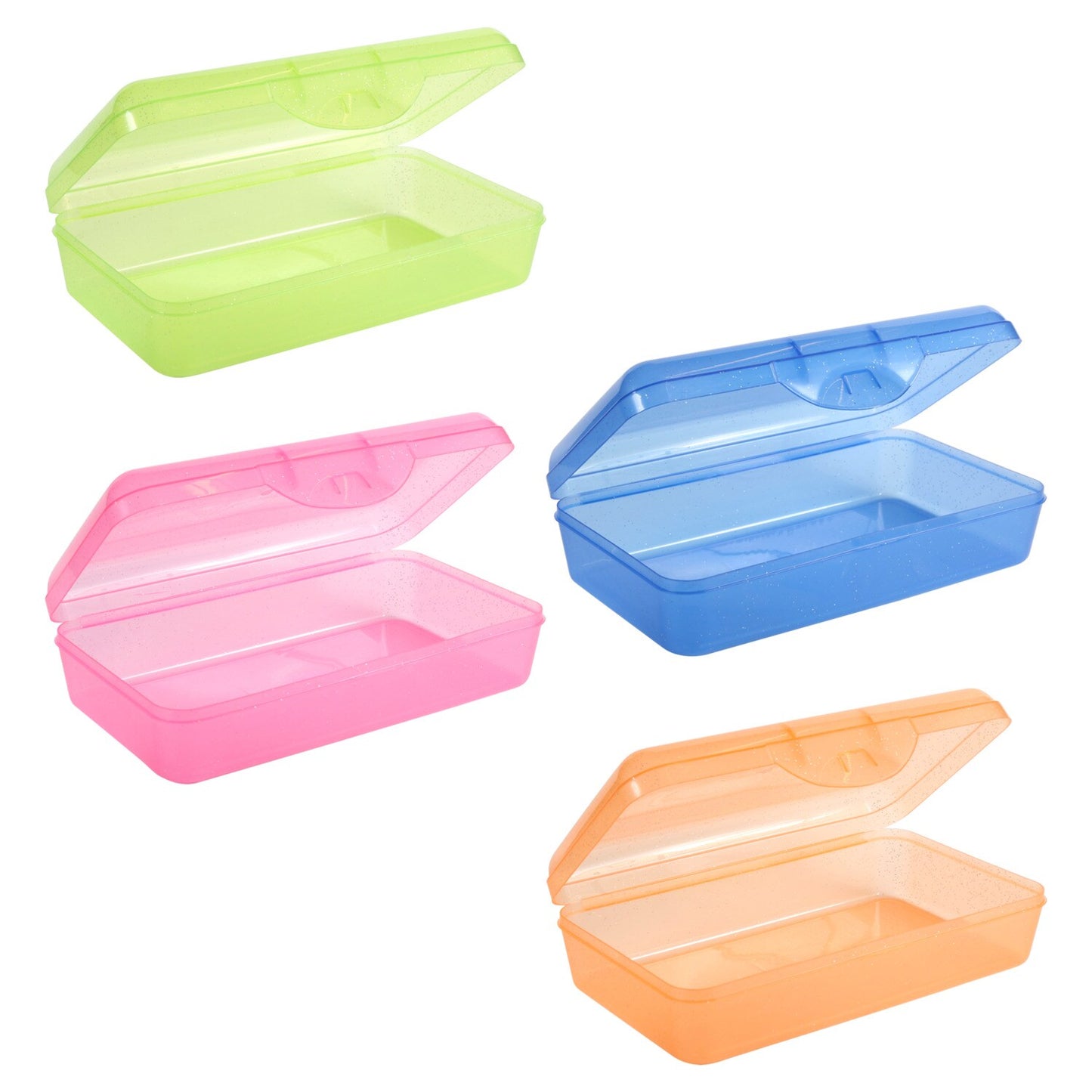 Plastic Glitter Pencil Boxes, 8x5x2.25 in. (Pack of 20)