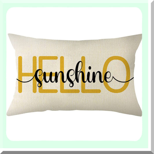 Sunshine Farmhouse Summer Pillow Cover - 12x20 Inch Decorative Cushion Case for Sofa Couch - Brighten Your Home with Hello Sunshine Theme