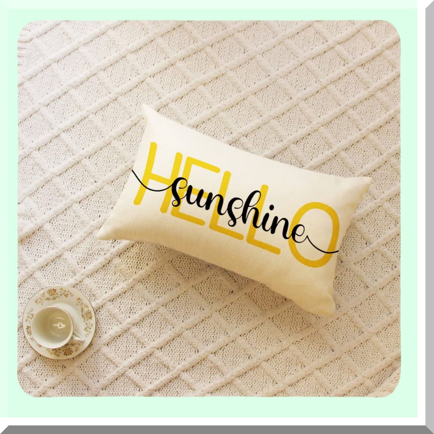 Sunshine Farmhouse Summer Pillow Cover - 12x20 Inch Decorative Cushion Case for Sofa Couch - Brighten Your Home with Hello Sunshine Theme