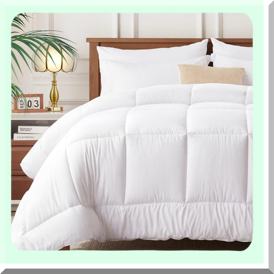 White Cloud 7-Piece Bedding Set - Ultra Soft Lightweight Comforter Set for Full Bed, All Season Bed in a Bag with Sheets, Pillowcases, Shams