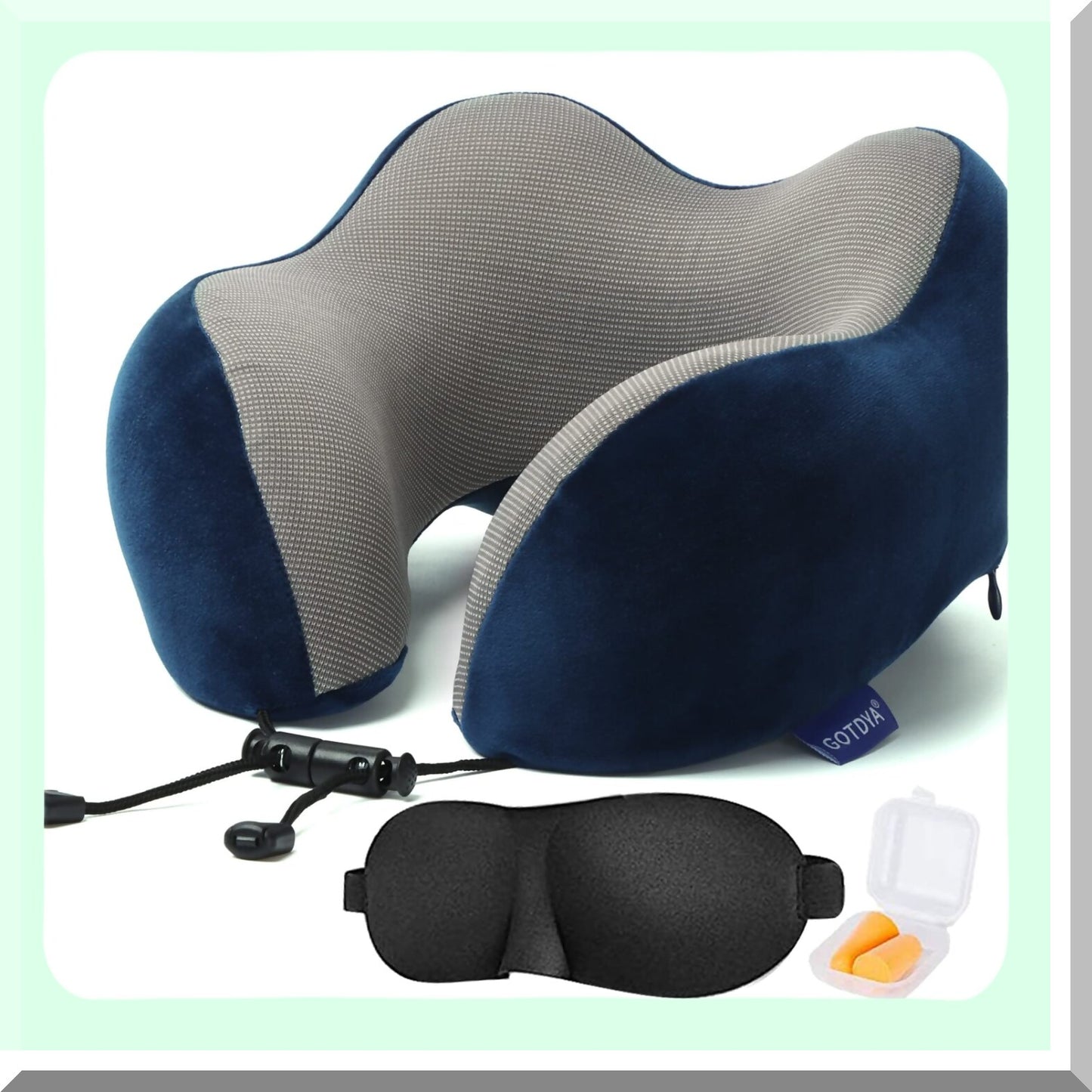 MemoryCloud Travel Neck Pillow - Soft Comfort Support for Airplane, Car, Office & Home Rest - 100% Pure Memory Foam - Blue Color