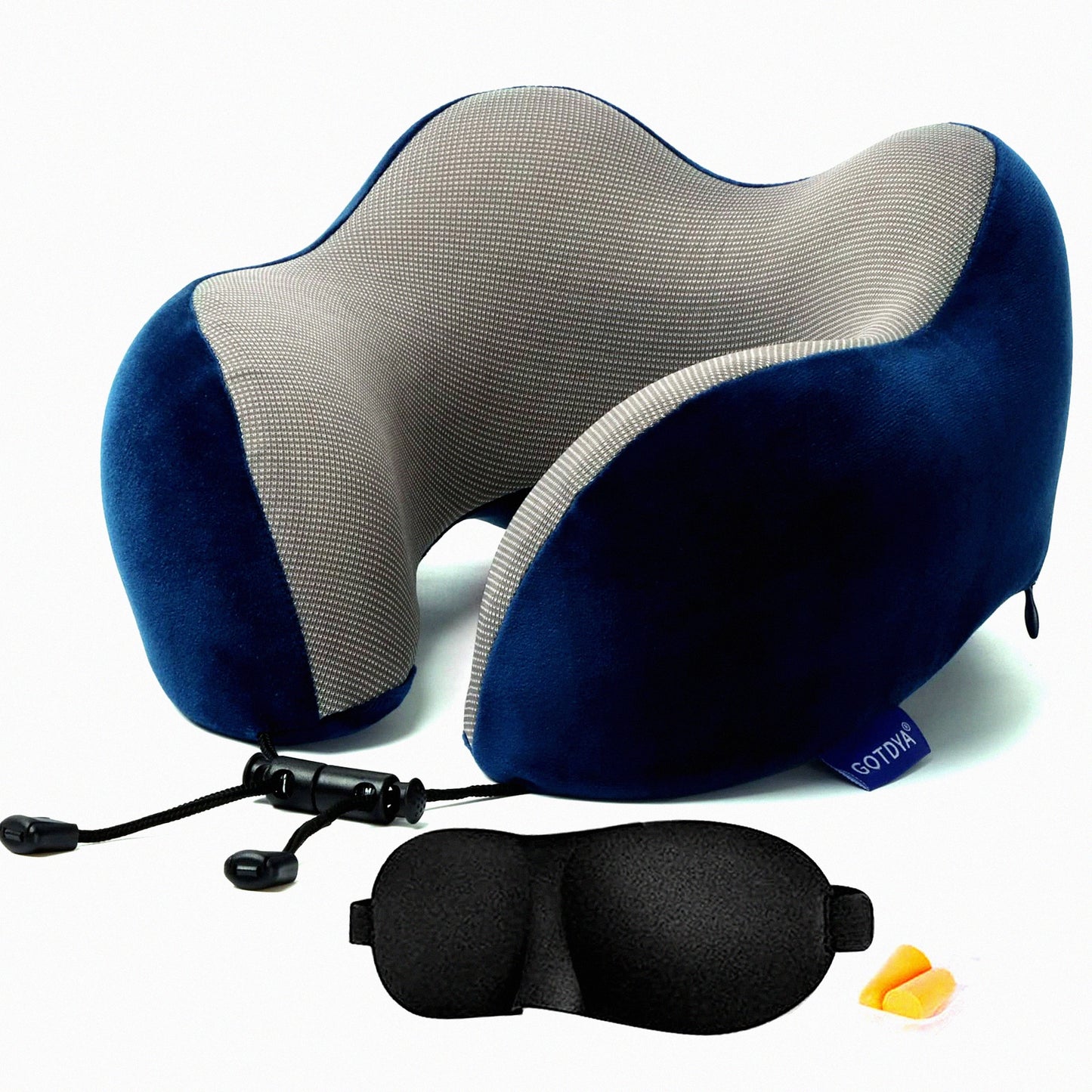MemoryCloud Travel Neck Pillow - Soft Comfort Support for Airplane, Car, Office & Home Rest - 100% Pure Memory Foam - Blue Color