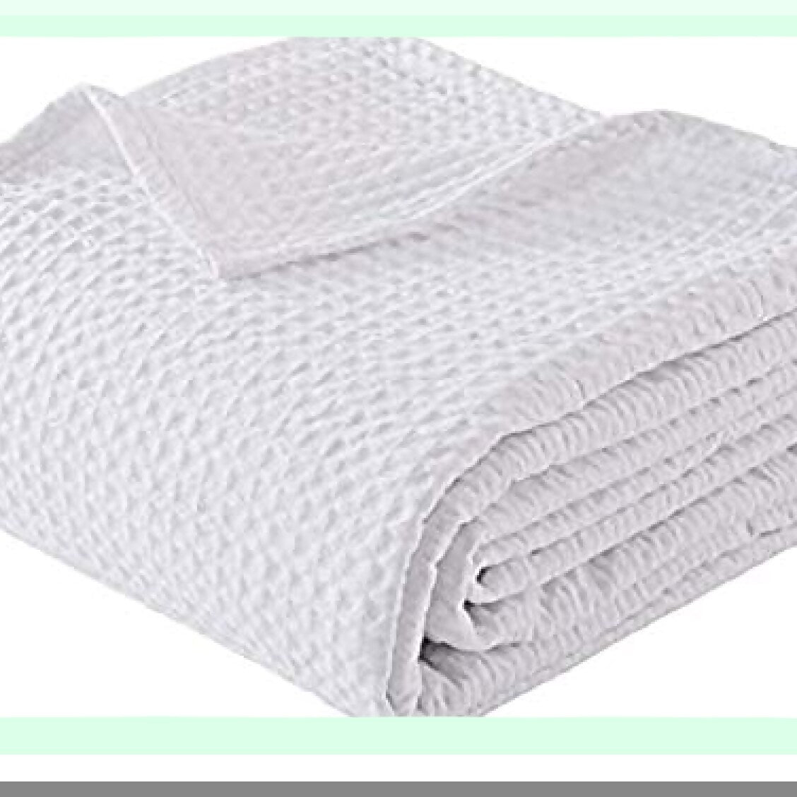 PureComfort 100% Cotton Full Size Waffle Weave Blanket - Soft, Lightweight, Thermal, 90x90 inches, 405GSM, White