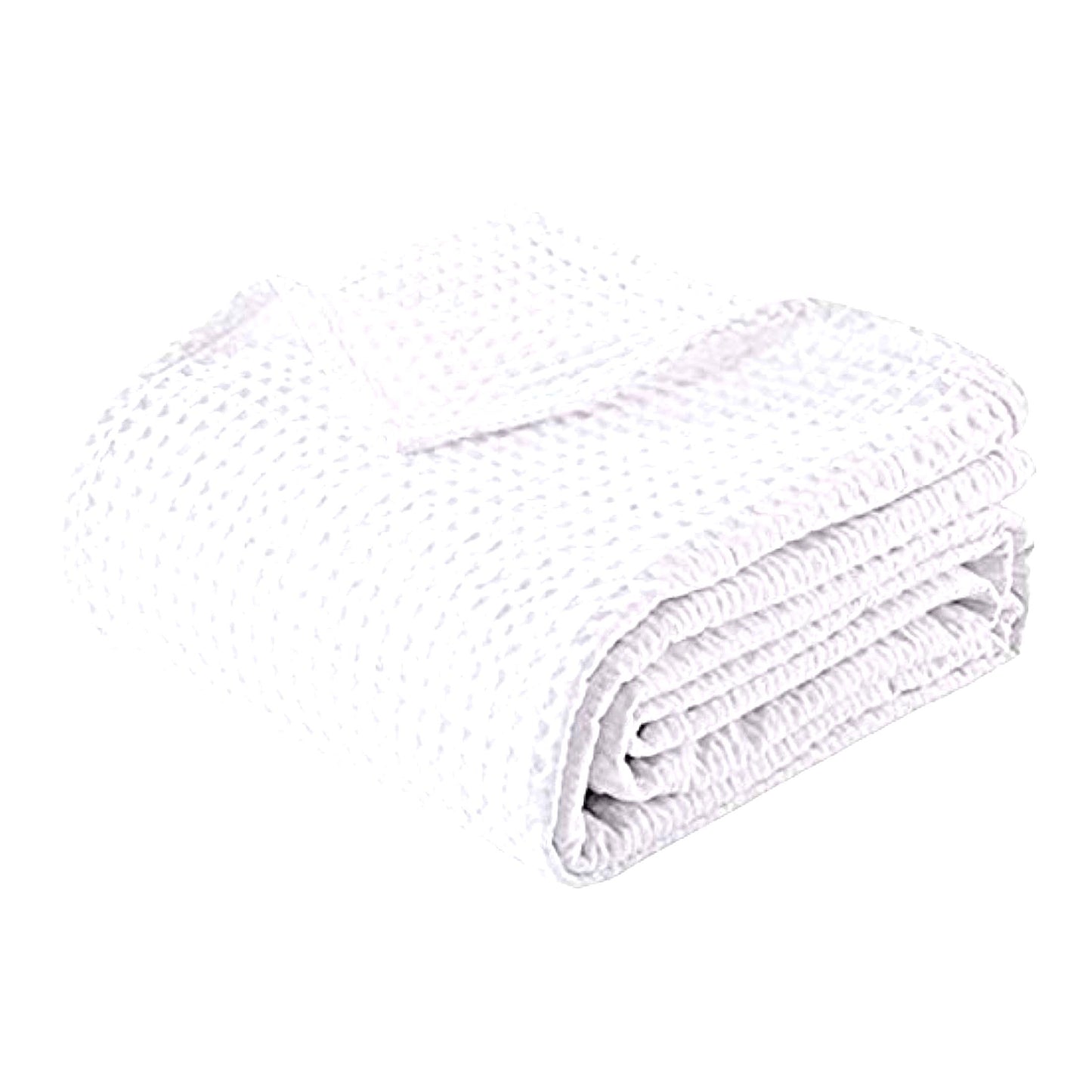 PureComfort 100% Cotton Full Size Waffle Weave Blanket - Soft, Lightweight, Thermal, 90x90 inches, 405GSM, White